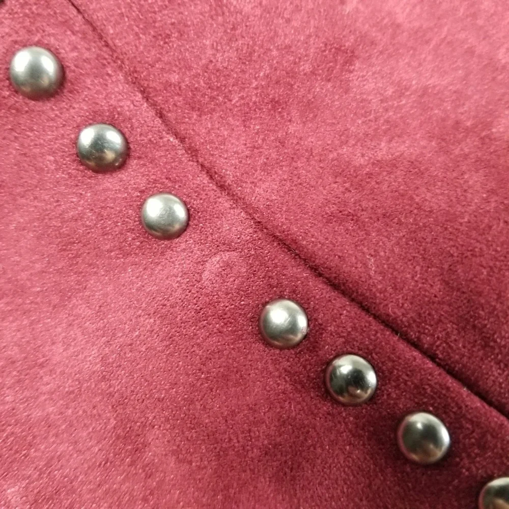 Rockin' C Jacket Women's Large L Red Studded Faux Suede Western Thunderbird Bell